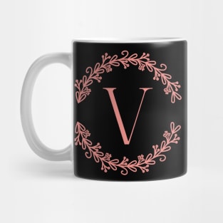 Pink Monogram Letter V Mug